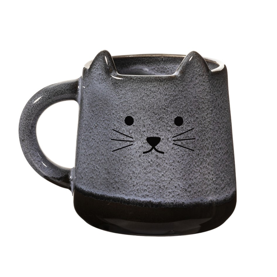 Taza gato gris con orejas