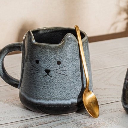 Taza gato gris con orejas - Imagen 2
